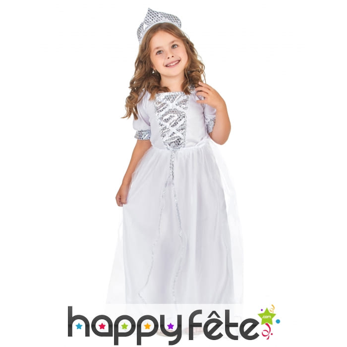 Tenue de petite princesse blanche avec paillettes