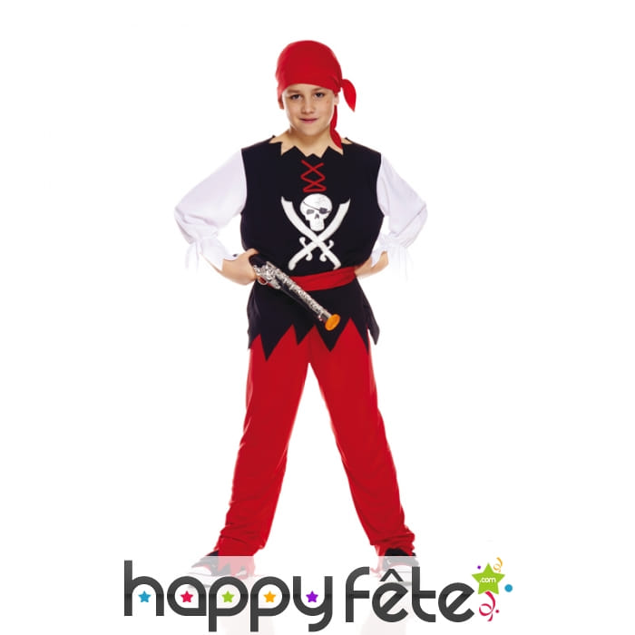 Tenue de pirate noir et rouge pour enfant