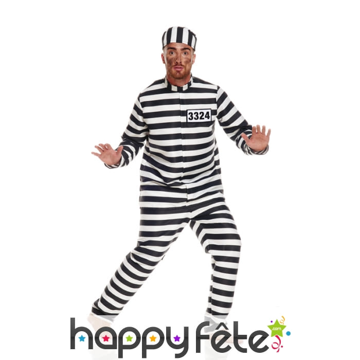 Tenue de prisonnier rayée pour homme