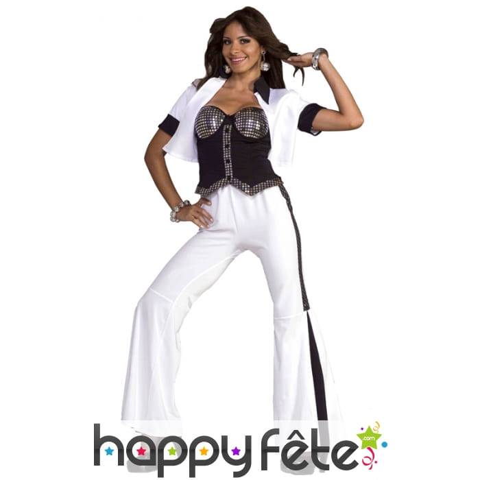 Tenue disco pour femme. Blanc et noir