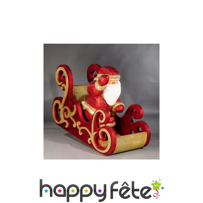 Traineau de père noël avec 2 rennes