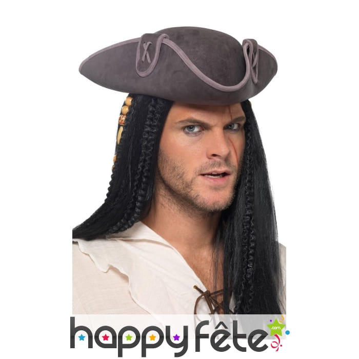 Tricorne de pirate gris