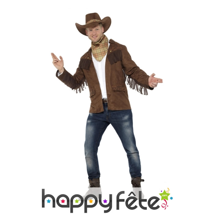 Tenue de shérif veste à franges pour homme