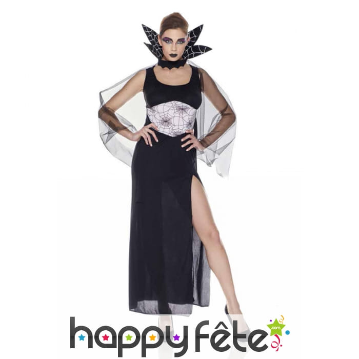 Tenue de sorcière araignée jambe échancrée