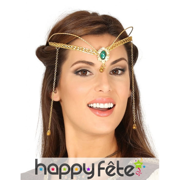 Tour de tête rigide celtique et fausse émeraude