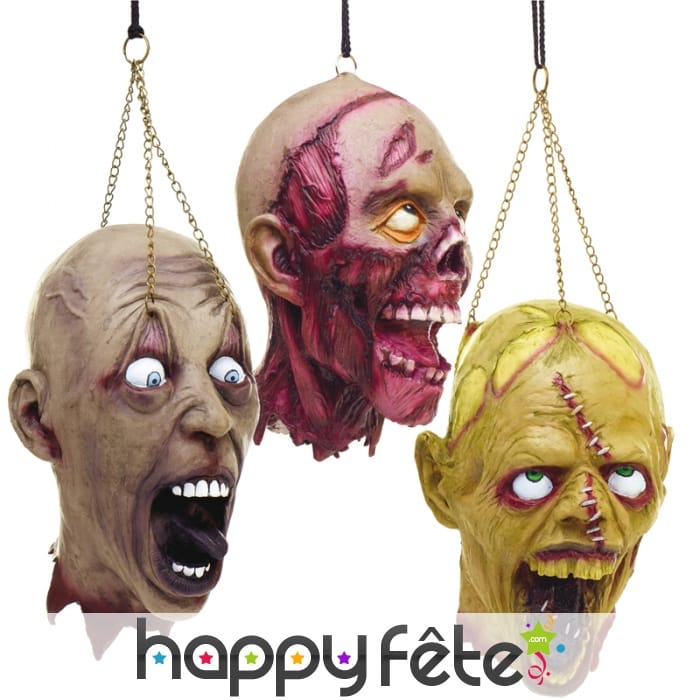 Tête de zombie décorative à suspendre