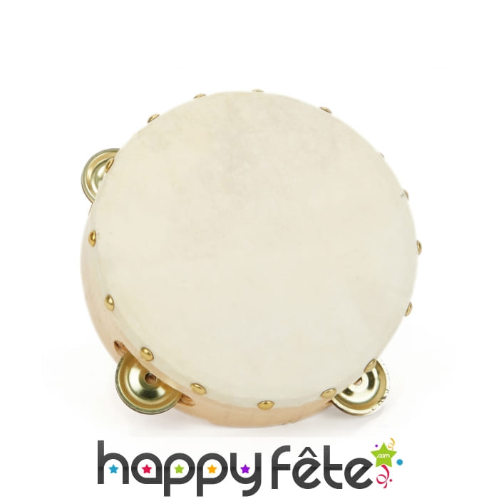 Tambourin en bois naturel de 16cm