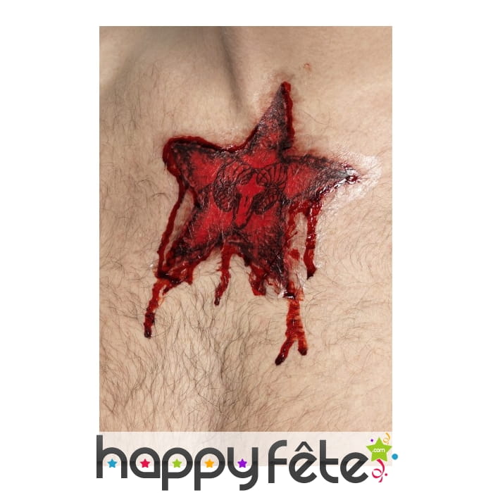 Tatouage étoile et tête de bélier en sang