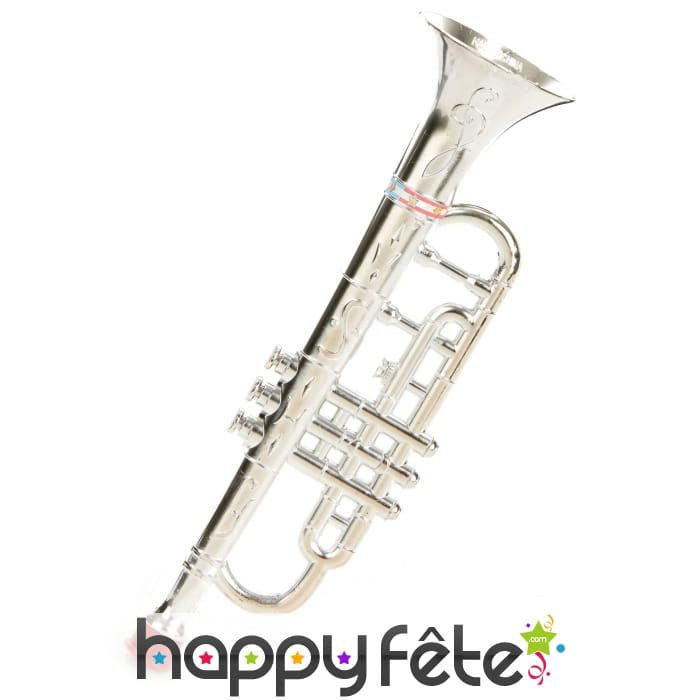 Trompette en plastique de 29cm, argentée