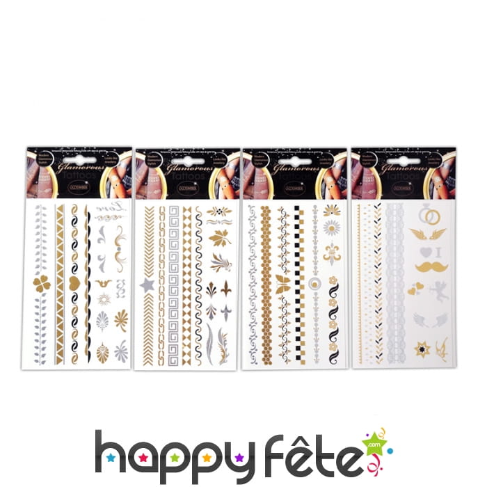 Tatoos fantaisies argentés et dorés