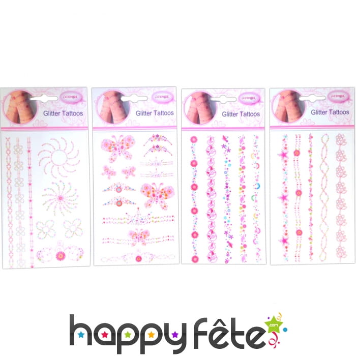 Tatoos fantaisies rose et paillettes