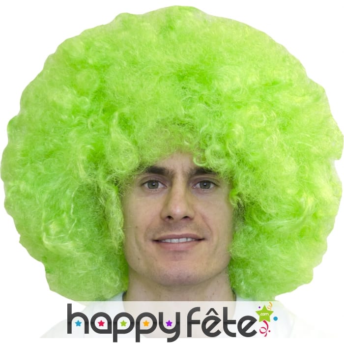 Très grosse perruque afro verte flash