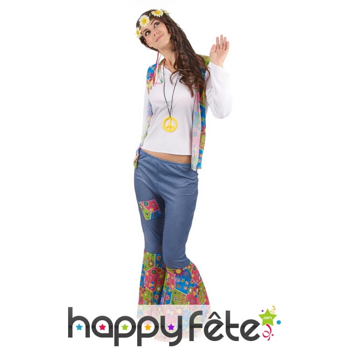 Tenue hippie bleue et colorée pour femme