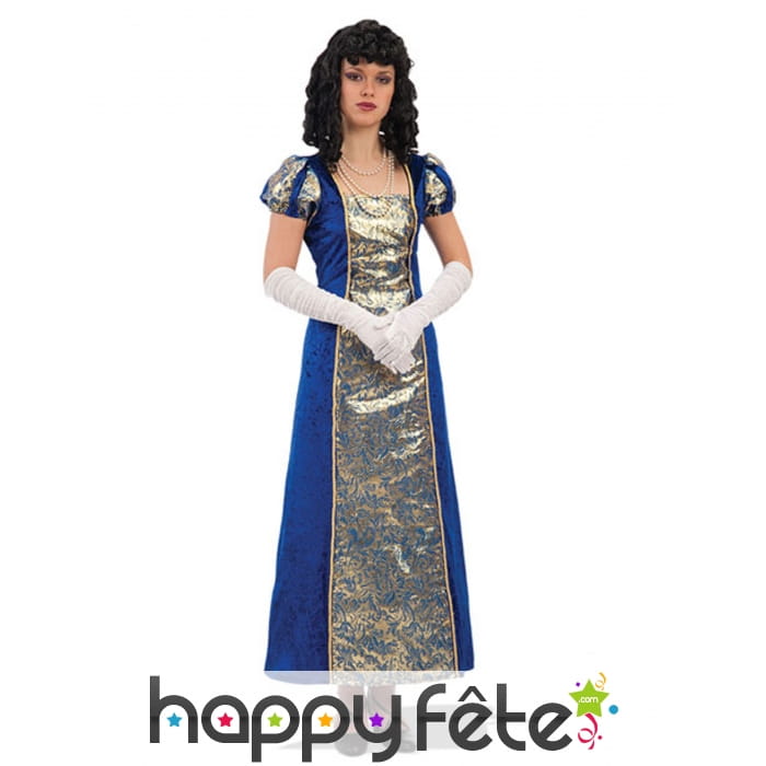 Tenue impératrice bleu royal brocards dorés femme