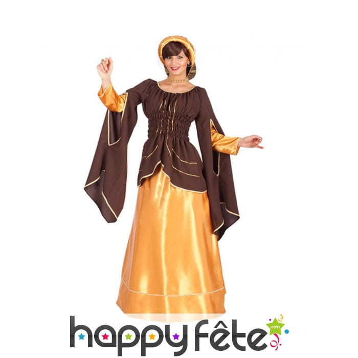 Tenue impératrice moyenâgeuse marron dorée femme