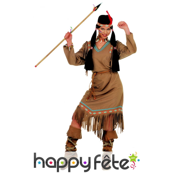 Tenue marron d'indienne pour femme adulte