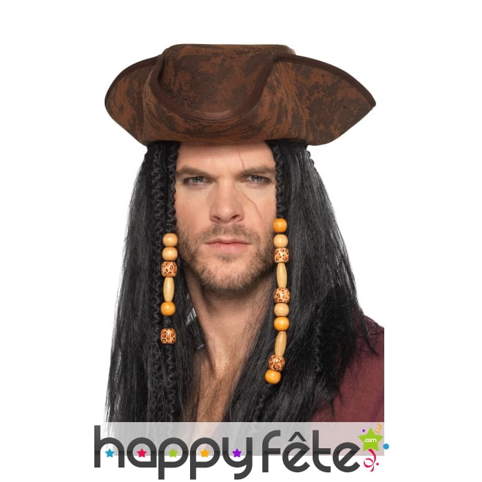 Tricorne marron de pirate adulte