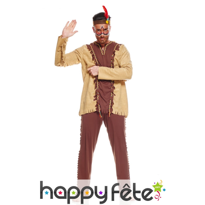 Tenue marron foncé et clair d'indien adulte