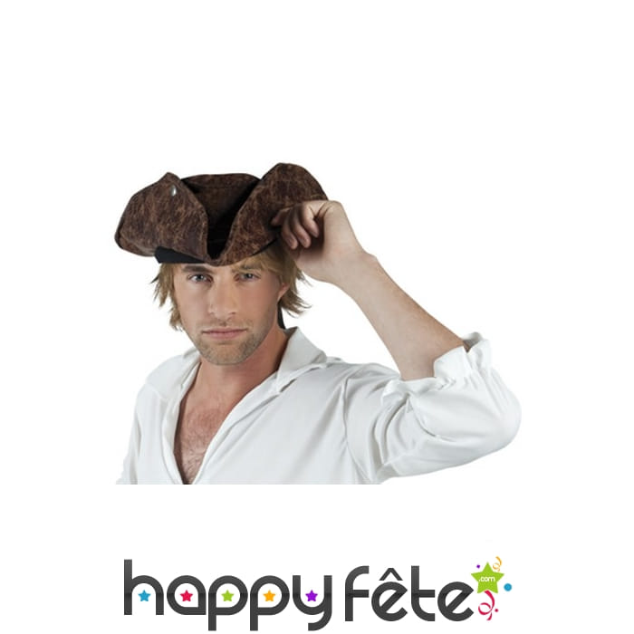 Tricorne marron imitation cuir