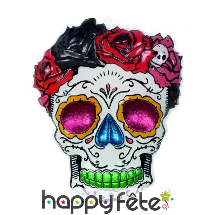 Tête Mme squelette Dia de los muertos 59 X 48 cm