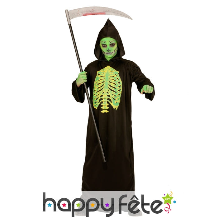 Tunique noire cage thoracique phospho pour enfant