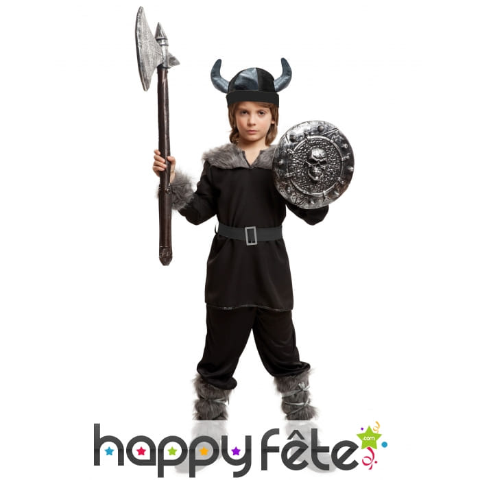 Tenue noire de petit viking pour enfant