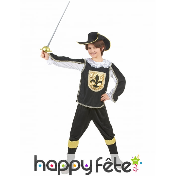 Tenue noir et dorée de petit mousquetaire