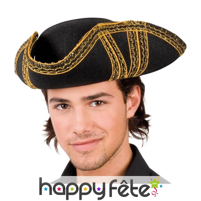 Tricorne noir galonne adulte