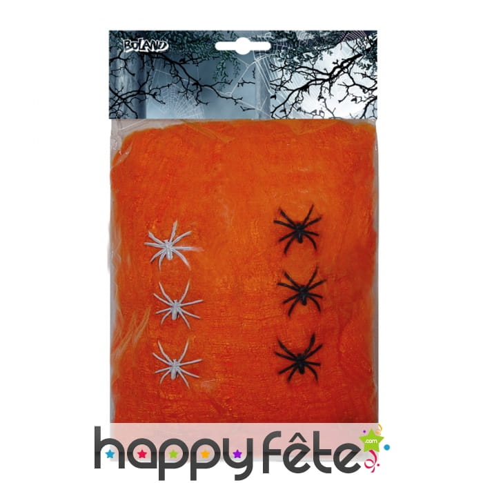 Toile orange 100g avec 6 araignées, 100g
