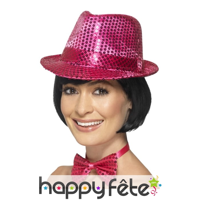 Trilby rose à sequin