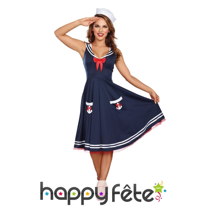 Tenue robe bleue de femme matelot rétro