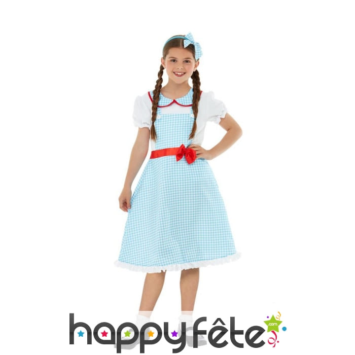 Tenue robe country vichy bleue pour enfant