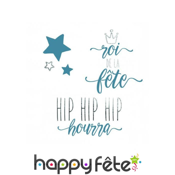 Tatouage "Roi de la fête" éphémère de 80mm