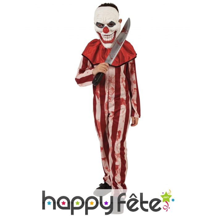 Tenue rayée de clown d'Halloween pour enfant