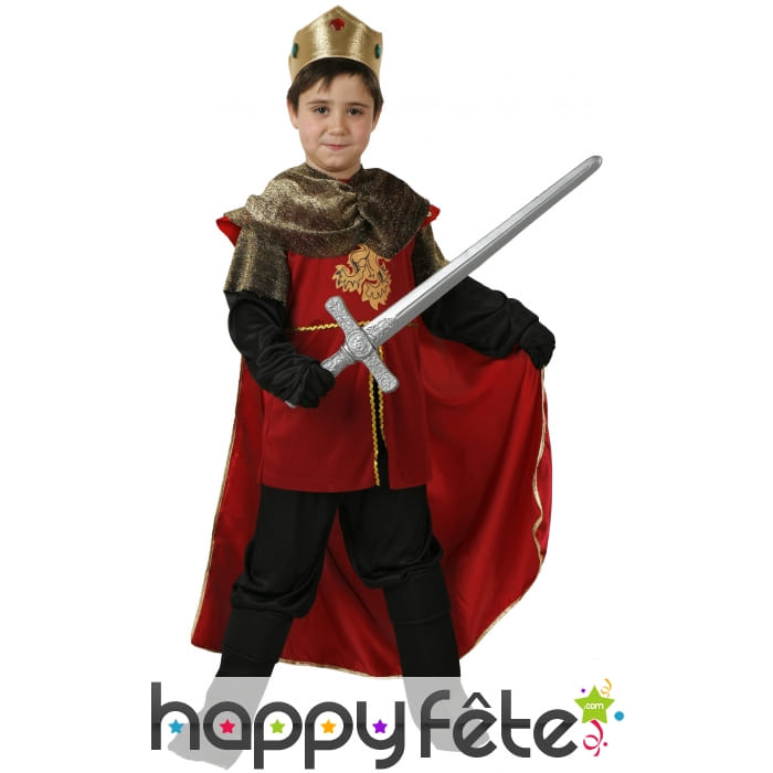 Tenue rouge de roi médiéval pour petit garçon