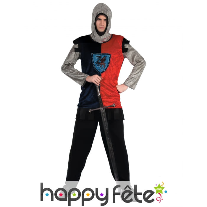 Tenue rouge et noire de chevalier pour adulte