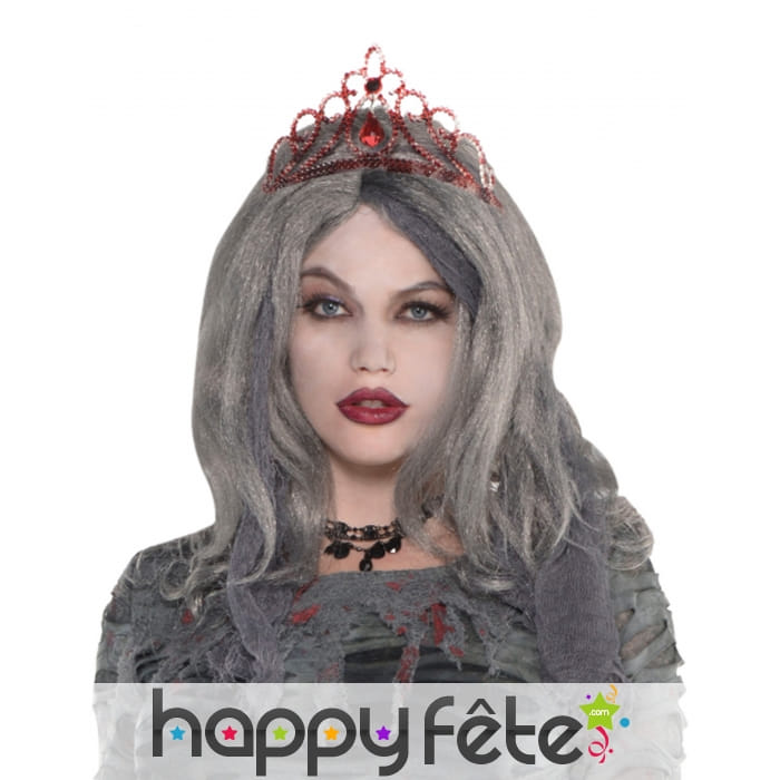 Tiare rouge en fausse pierre pour femme