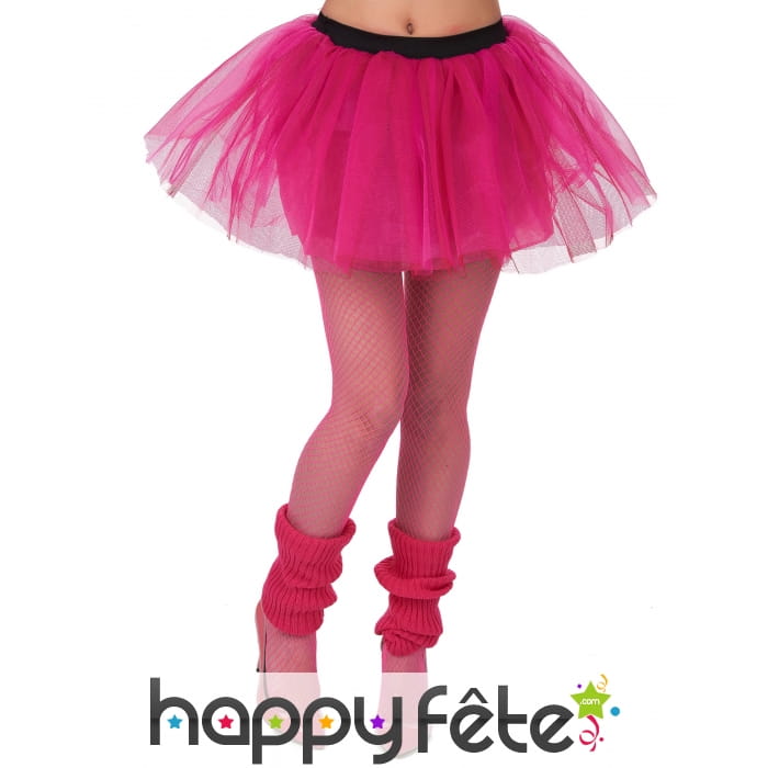 Tutu rose fluo avec élastique noire, pour adulte