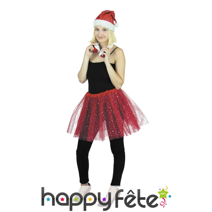 Tutu rouge pailleté de Noël pour femme
