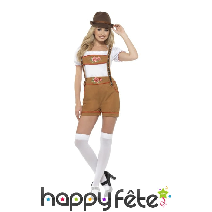 Tenue salopette courte marron de Bavaroise