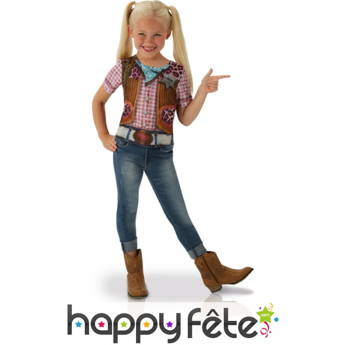 T-shirt de cowgirl pour fillette, photoréaliste
