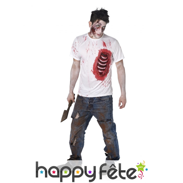 T-shirt de zombie avec côtes visibles