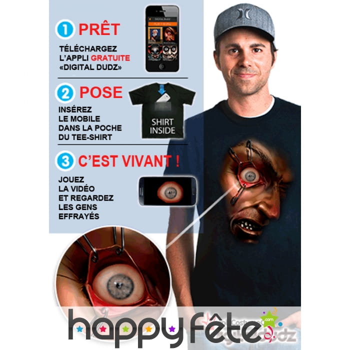 T-shirt digital oeil écartelé mobile