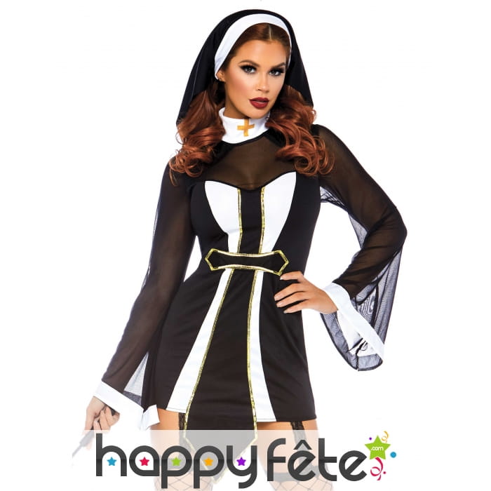 Tenue sexy de nonne avec coiffe