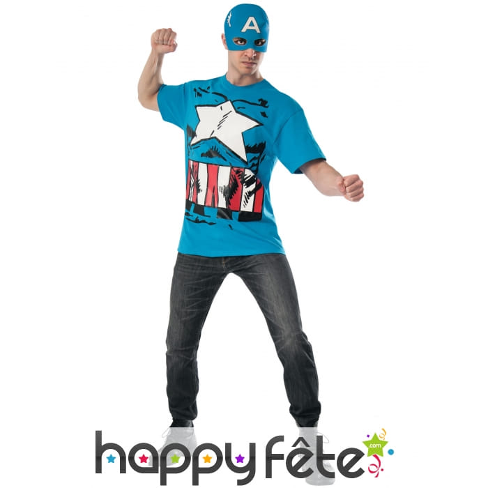 T-shirt et masque du Captain America pour adulte
