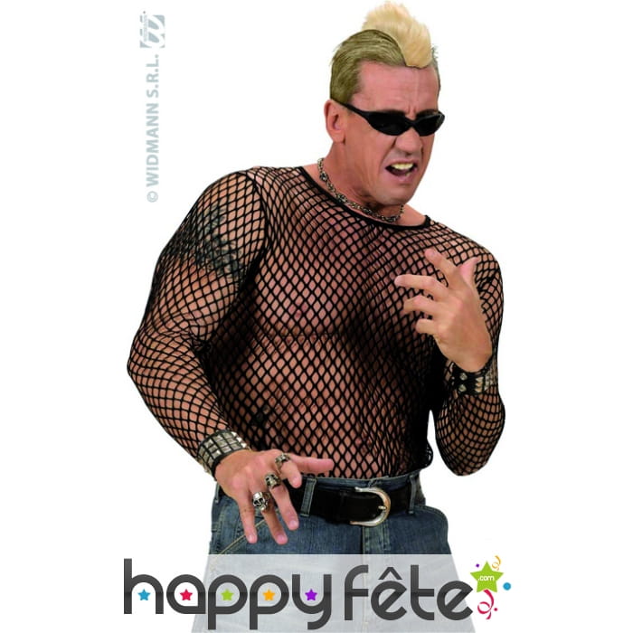 Tee-shirt en filet noir pour homme