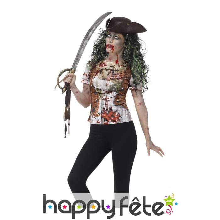 T-Shirt femme imprimé pirate zombie