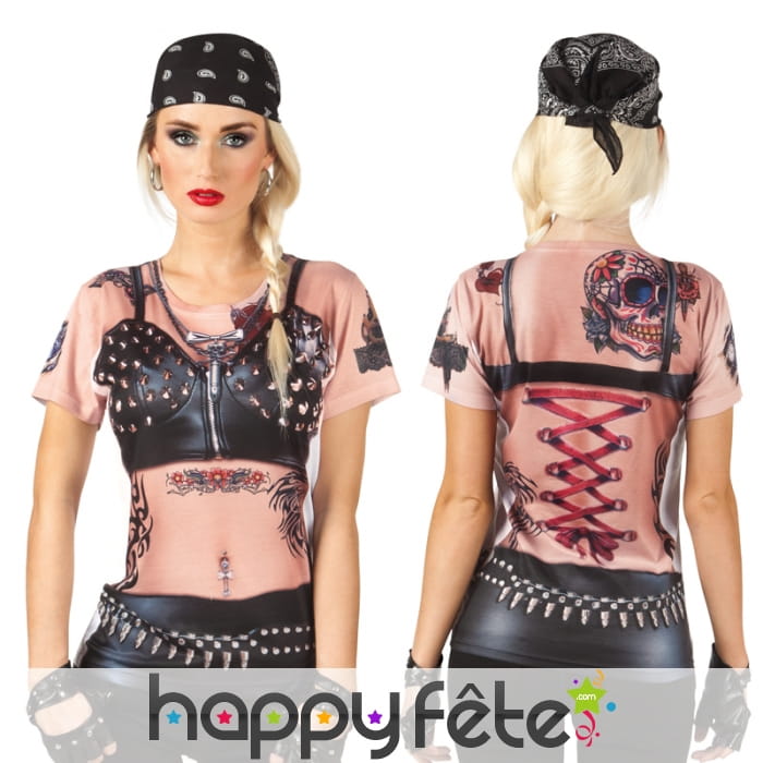 T-shirt imprimé lady biker sexy