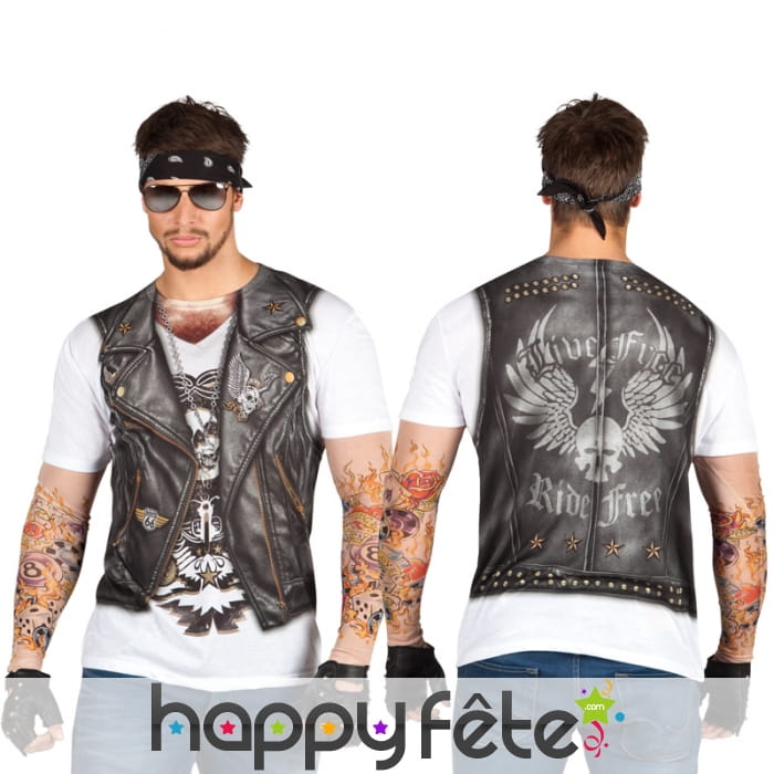 T-shirt imprimé veste de biker