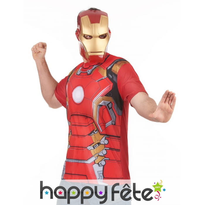 T-Shirt Iron Man 2 avec masque pour adulte